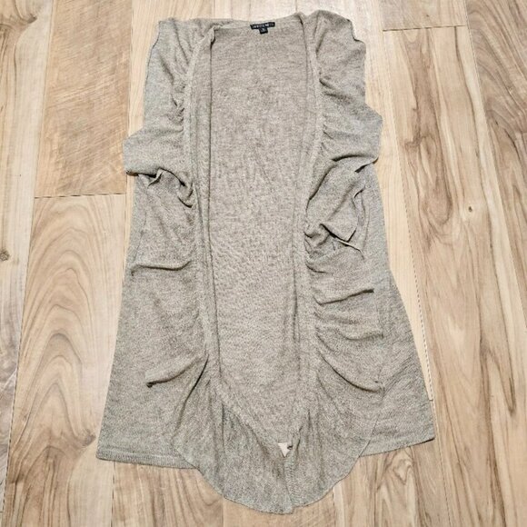 Lafayette 148 New York Womens M Heathered Open Front Sleeveless Cardigan Sweater - Picture 3 of 11